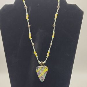 Glass‎ Style Colorful Beaded Necklace with Pendant
